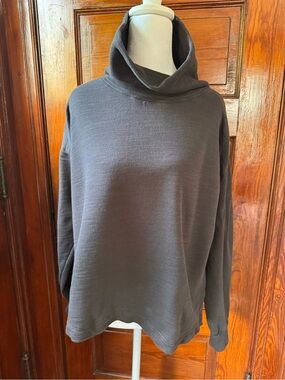 J.Crew Re-Imagined Cotton Terry Cowl Neck Sweatshirt Black Medium